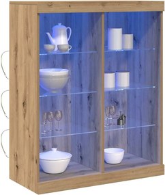 vidaXL Πλευρικό Τραπέζι LED Artisan Δρυς 81 x 37 x 100 εκ.