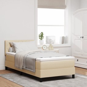 vidaXL Κρεβάτι Box Spring με Στρώμα & LED Κρέμα 90x200 εκ. Ύφασμα