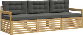 vidaXL Σειρά Καναπέ Εξωτερικού 3 pcs Άσπρο και Ανθρακί Πολυεστέρας
