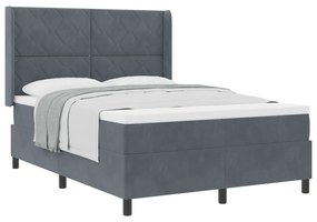 vidaXL Κρεβάτι Box Spring με Στρώμα  Σκούρο Γκρι 160x200 εκ. Βελούδο