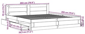 Πλαίσιο Κρεβατιού με Κεφαλάρι Γκρι Sonoma 200x200εκ. Επεξ. Ξύλο - Γκρι