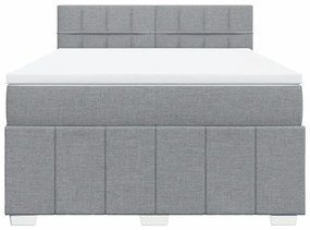 Κρεβάτι Boxspring με Στρώμα Ανοιχτό Γκρι 140x200 εκ. Υφασμάτινο - Γκρι