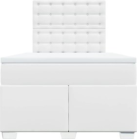 vidaXL Κρεβάτι Boxspring με Στρώμα Λευκό 120x200εκ.από Συνθετικό Δέρμα