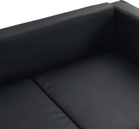 vidaXL Καναπές Διθέσιος Μαύρος από Συνθετικό Δέρμα