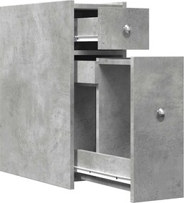 vidaXL Ντουλάπι Μπάνιου Στενό με Ροδάκια Γκρι Σκυρ. Επεξ. Ξύλο