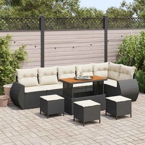 vidaXL Σετ Καναπέ Κήπου 10 pcs Μαύρο και κρεμ 110 x 55 x 71 εκ