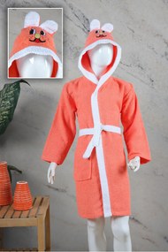 Stewehome Παιδικό ρόμπα midi από βαμβάκι με κεντητό σχέδιο και κουκούλα