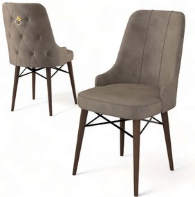 Καρέκλα Pare Babyface (Σετ 4Τμχ) 240CHR1533 46x46x94cm Cappuccino-Brown Μέταλλο,Ύφασμα