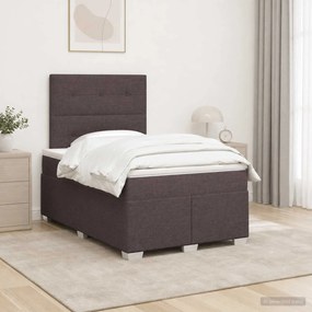 vidaXL Κρεβάτι box spring με στρώμα Σκούρο Καφέ 120 x 200 cm Ύφασμα