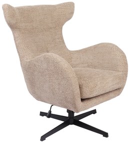 Πολυθρόνα Zefrina pakoworld περιστρεφόμενη μπεζ ύφασμα με βάση σε μαύρη απόχρωση 82x77x99εκ