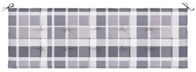 vidaXL Μαξιλάρι για Παγκάκι Κήπου Γκρι Καρό 150x50x4 εκ. Υφασμάτινο