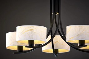 Κρεμαστό Πολύφωτο Arthur Φ75cm Μαύρο με Λευκό Ύφασμα