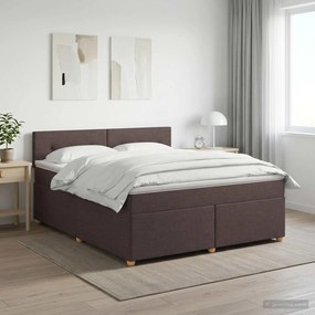 vidaXL Κρεβάτι box spring με στρώμα Σκούρο Καφέ 140 x 190 cm Ύφασμα