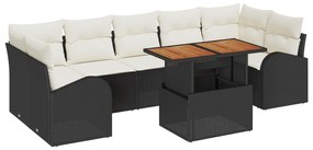 vidaXL Σετ Εξωτερικής Τραπέζας Κήπου 8 Τεμαχίων με Μαξιλάρια Μαύρο Πολυρατάν