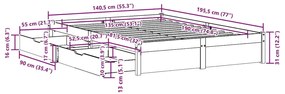 ΣΚΕΛΕΤΟΣ ΚΡΕΒΑΤΙΟΥ ΧΩΡΙΣ ΣΤΡΩΜΑ 135X190 ΕΚ ΜΑΣΙΦ ΞΥΛΟ ΠΕΥΚΟΥ 3301652