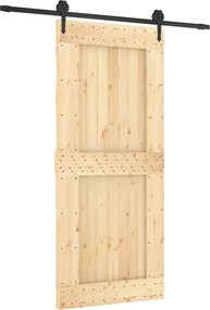 vidaXL Συρόμενη Πόρτα Φυσικό και Μαύρο 90 x 210 cm