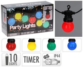 Διακοσμητικός Φωτισμός 10LED με χρονοδιακόπτη - 9.5 Μέτρα - Πολύχρωμο