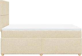vidaXL Κρεβάτι Boxspring με Στρώμα Κρεμ 120x200 εκ. Υφασμάτινο