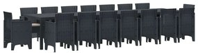 vidaXL Σέτ φαγητού για κήπο 17 pcs Ανθρακί Rattan Polt