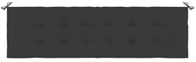 Μαξιλάρι Πάγκου Κήπου Μαύρο 180x50x3 εκ. Ύφασμα Oxford - Μαύρο