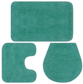 vidaXL Σετ Πατάκια Μπάνιου 3 τεμ. Τιρκουάζ Υφασμάτινα