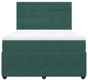 vidaXL Κρεβάτι Boxspring με Στρώμα Σκούρο Πράσινο 140x200εκ. Βελούδινο