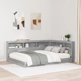 vidaXL Κρεβάτι Βιβλιοθήκης Γκρι Σονομά 140x200 εκ. Επεξεργασμένο ξύλο