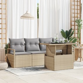 vidaXL Σετ Καναπέ 5 Τεμαχίων με Μαξιλάρια Μπεζ Πολυ Ρατάν