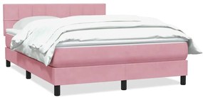 vidaXL Κρεβάτι Boxspring με Στρώμα Ροζ 140x210 εκ. Βελούδινο