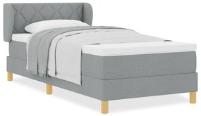 vidaXL ΒιντάXL Κρεβάτι με Κεφαλάρι και Στρώμα - Ανοιχτό γκρι, 90x200 εκ., Ύφασμα