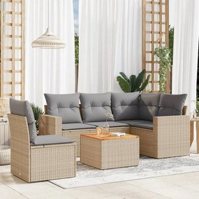 vidaXL Patio Sofa Set 5-θέσια Μικτό μπεζ και γκρι