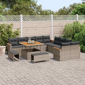 vidaXL Σετ Καναπέ Κήπου 13 pcs Γκρι συνθετικό ρατάν