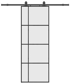 vidaXL Συρόμενη Πόρτα με Μηχανισμό Μαύρο 76x205 εκ. Γυαλί ESG