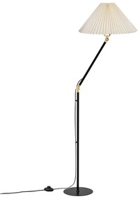 GloboStar® FLY 204-0127 Μοντέρνο Eπιδαπέδιο Φωτιστικό Μονόφωτο 1 x E27 IP20 Μαύρο & Χρυσό Μέταλλο με Μπεζ Ύφασμα - Μ38 x Π38 x Υ155cm