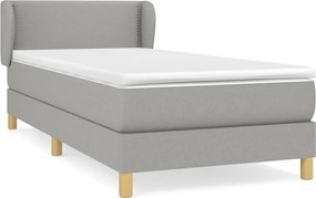 vidaXL Κρεβάτι Boxspring με Στρώμα Ανοιχτό Γκρι 90x200 εκ. Υφασμάτινο