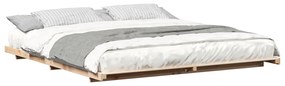 vidaXL Κρεβάτι δαπέδου Καφέ 200 x 220 cm Μασίφ ξύλο πεύκου