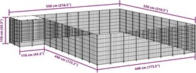 vidaXL Σπιτάκι Σκύλου Μαύρο 25,41 μ² Ατσάλινο