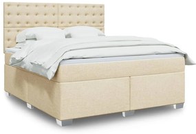 vidaXL Κρεβάτι Boxspring με Στρώμα Κρεμ 180x200 εκ. Υφασμάτινο