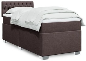 Κρεβάτι Boxspring με Στρώμα Σκούρο Καφέ 80x200 εκ. Υφασμάτινο - Καφέ