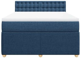 vidaXL Κρεβάτι Boxspring με Στρώμα Μπλε 160x200 εκ. Υφασμάτινο