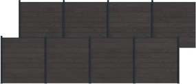 vidaXL Σετ Φράχτη 8 pcs 1391 x 186 εκ. WPC και Αλουμίνιο Μαύρο