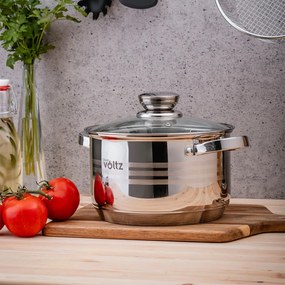 Oliver Voltz OV51210R20B Σετ κατσαρόλας και τηγανιών, 20 τεμαχίων, πολυστρωματικός πυθμένας, επαγωγή, ανοξείδωτο ατσάλι, αξεσουάρ, ασημί