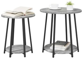 vidaXL Σετ βοηθητικά τραπεζάκια με ράφι 2 pcs Γκρι σονόμα και Μαύρο