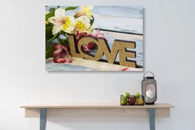 Εικόνα με ξύλινη επιγραφή Αγάπη - 120x80