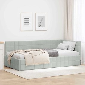 vidaXL Κρεβάτι Γωνίας με κεφαλάρι Ανοιχτό γκρι 90 x 200 cm Βελούδο