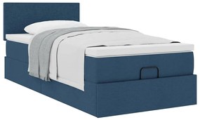 vidaXL Οθωμανικό κρεβάτι με στρώμα μπλε 100x200cm ύφασμα