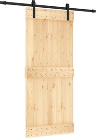 vidaXL Συρόμενη Πόρτα Φυσικό και Μαύρο 90 x 210 cm