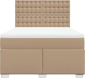 vidaXL Κρεβάτι Boxspring με Στρώμα Καπουτσίνο 140x190εκ.από Συνθ.Δέρμα
