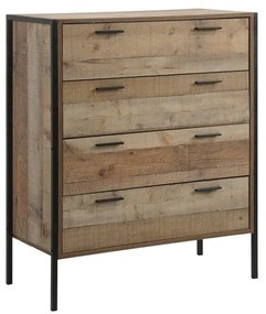 WOODWELL PALLET-W Συρταριέρα με 4 Συρτάρια Μέταλλο Βαφή Μαύρο - Antique Oak 84x40x100cm Ε8435,W