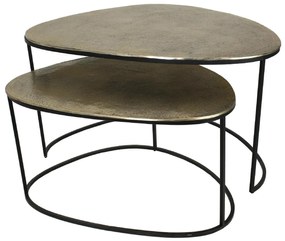 Τραπεζάκι ArteLibre Χρυσό Αλουμίνιο 90x70x50cm Σετ 2Τμχ-05152636
